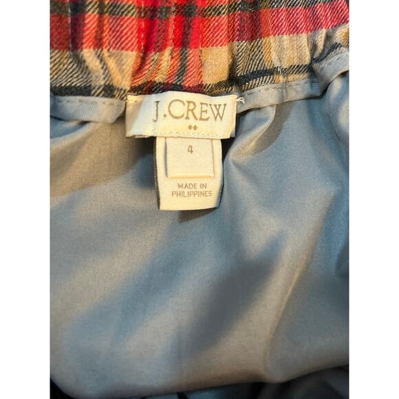 J Crew Wool Blend Skirt Size 4 Red Plaid Clueless Preppy Holidays Prep School - Picture 5 of 6